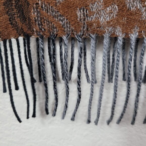 Cejon Ombre Paisley Woven Scarf With Fringe Brown Made In Italy NWT 12"x48" - Picture 6 of 8